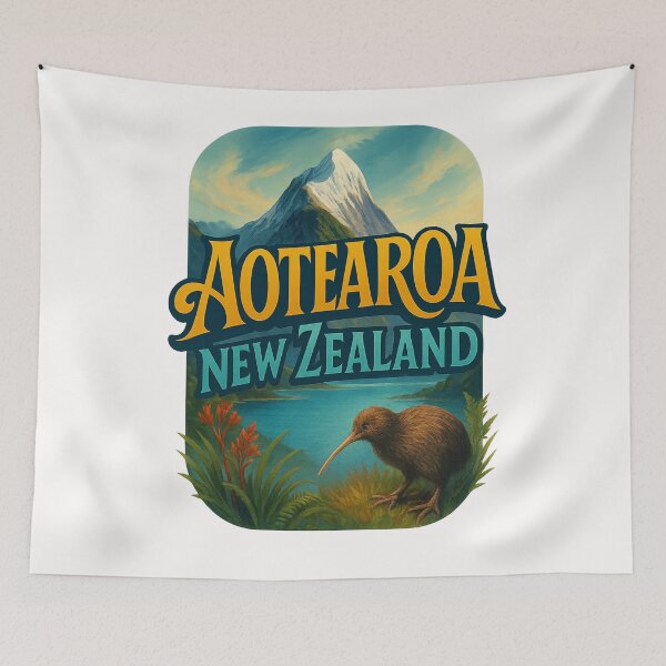 Item preview, Aotearoa New Zealand with Kiwi Bird and Mountain View designed and sold by Places On Earth.
