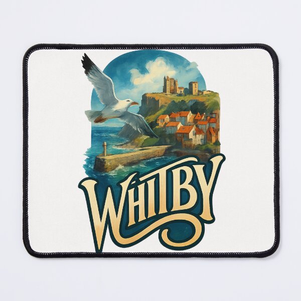 Item preview, Whitby Harbour and Abbey with Seagull, England designed and sold by Places On Earth.