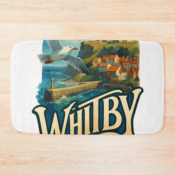 Item preview, Whitby Harbour and Abbey with Seagull, England designed and sold by Places On Earth.