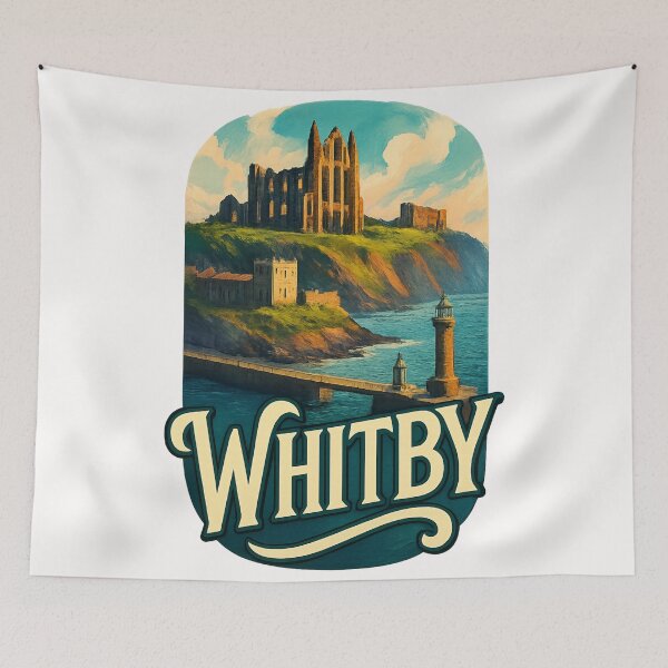 Item preview, Whitby Abbey and Harbour Entrance, England designed and sold by Places On Earth.