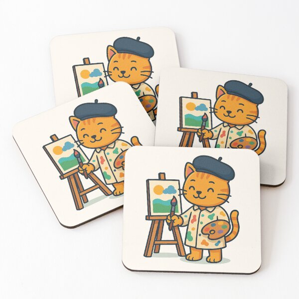 Item preview, Cute Artist Cat – Funny Painting Cartoon Design designed and sold by HoopeStylee.