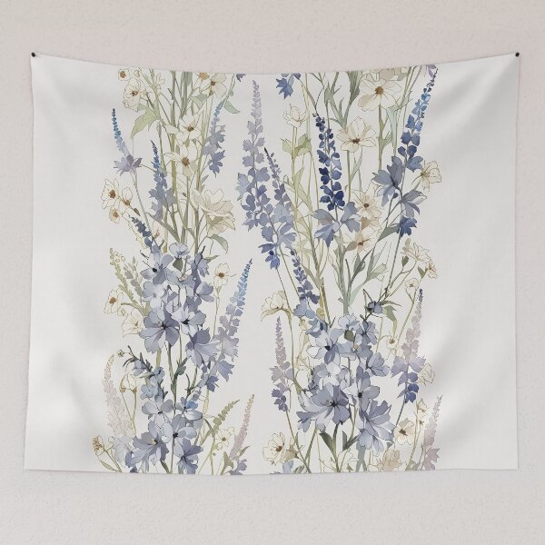Item preview, Delicate Wildflower Pattern With Soft Blue and White designed and sold by CoolPixels.