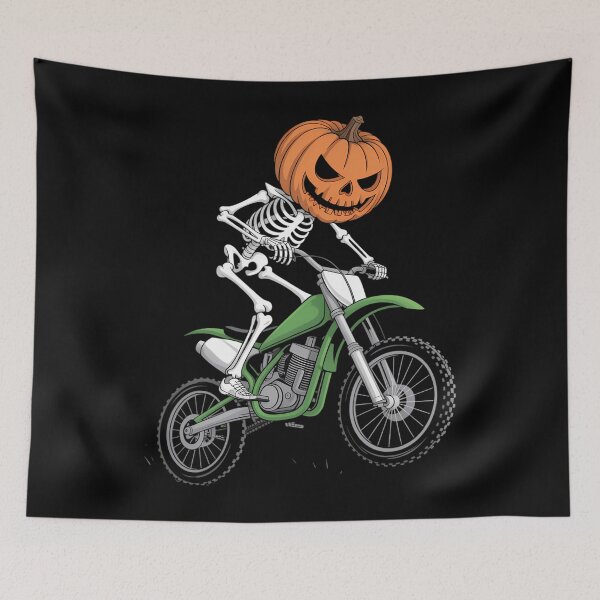 Item preview, Skeleton Dirt Bike Halloween Pumpkin Motocross designed and sold by CookWorldLaughs.