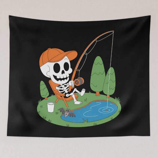 Item preview, Skeleton Fishing Halloween Funny designed and sold by CookWorldLaughs.