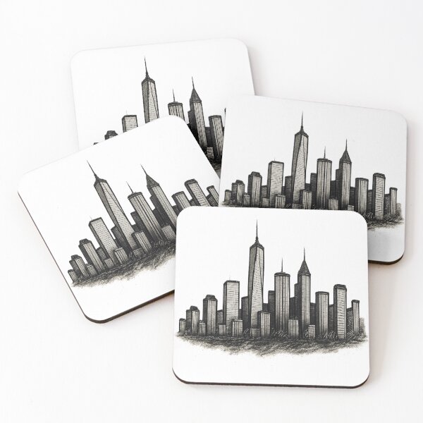 Item preview, Drawn City Skyline – Urban Sketch Art designed and sold by NoRestDesigns.