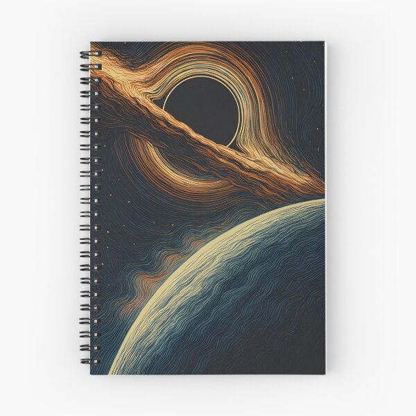 Artikelvorschau, Stilisiertes Schwarzes Loch und Planet – Kosmische Weltraumkunst-Illustration entworfen und verkauft von Greemo03.