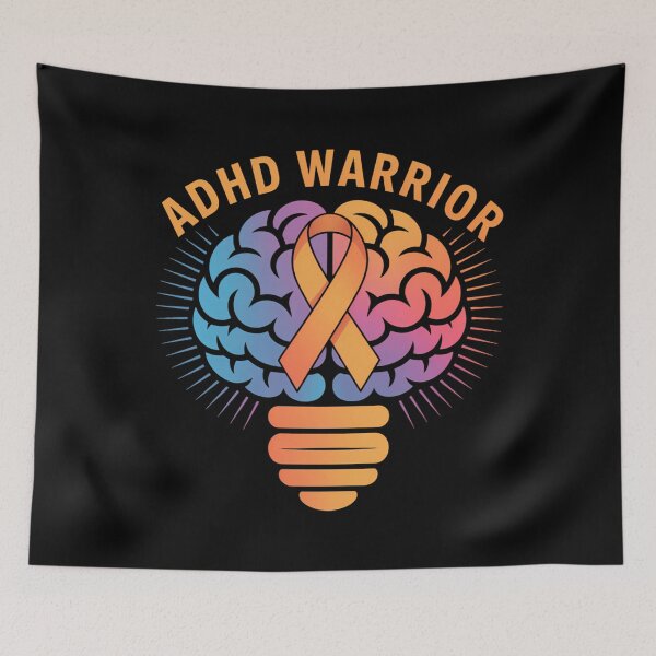 Item preview, ADHD Awareness Fights Attention Deficit Warrior Survivor designed and sold by DoorwayThreads.