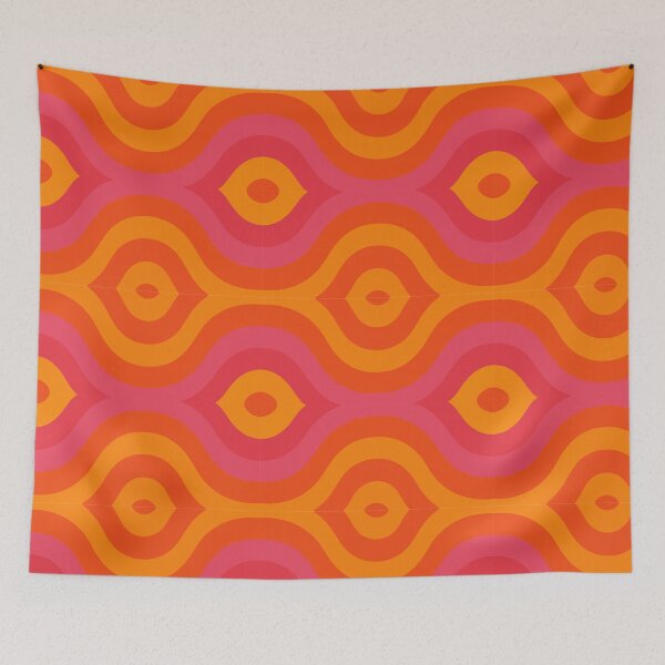 Item preview, Retro psychedelic waves in warm tones designed and sold by Yuliik.