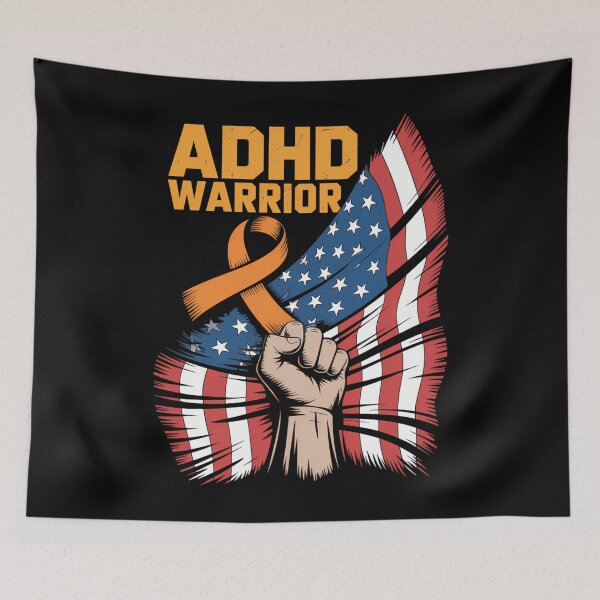 Item preview, ADHD Awareness USA Attention Deficit Warrior Survivor designed and sold by DoorwayThreads.