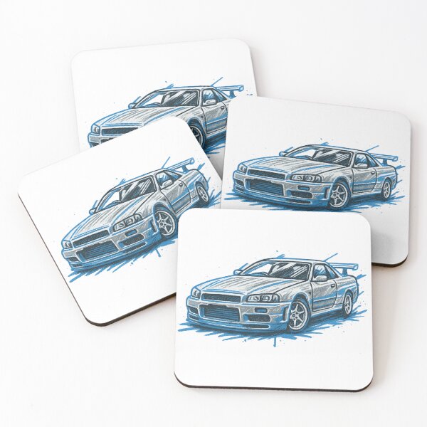 Item preview, Graffiti Nissan Skyline GT-R – Silver & Blue Street Art designed and sold by NoRestDesigns.