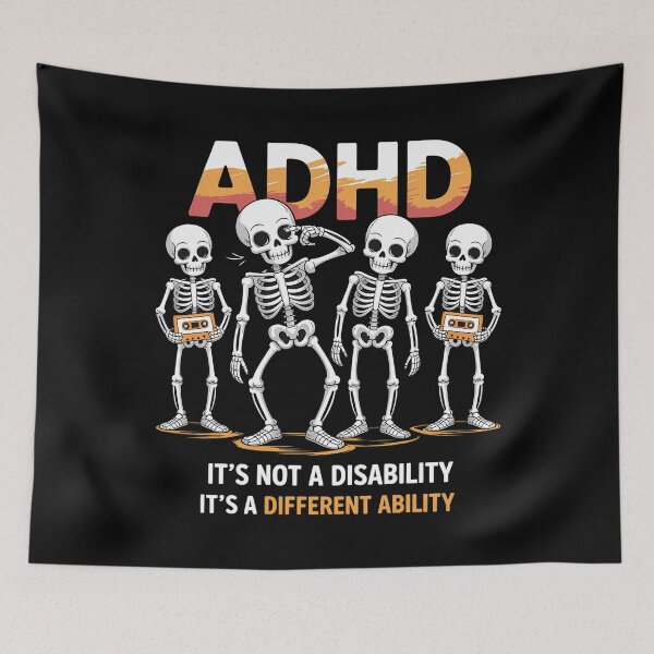 Item preview, ADHD Its Not Disability Its A Different Ability Skeleton designed and sold by DoorwayThreads.