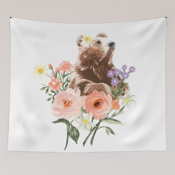Item preview, bear, flowers , glamorous ,midnight ,animals ,wild ,daisy ,valentines , romance ,dreams , floral ,Grizzly Bear ,baby ,elegant ,blooms ,wallpaper ,rose ,cute designed and sold by letsgow8th.