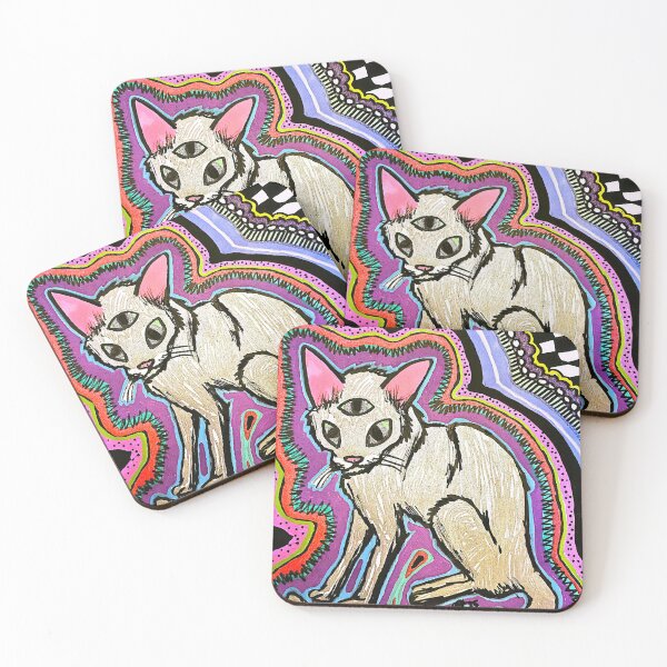 Item preview, 3 eye Pretty Girl kitty designed and sold by Atomic-Trinkets.