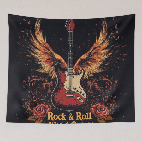 Item preview, Fiery Phoenix Guitar – Wild Spirit Rock and Roll Design designed and sold by ArgentoArt.