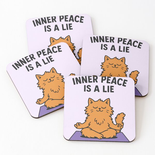 Item preview, “Inner Peace is a Lie” – Funny Meditating Cat designed and sold by SillyPawsStudio.