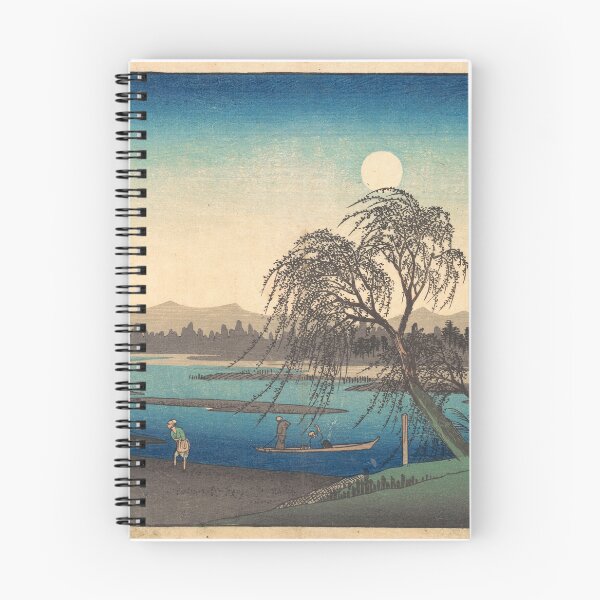 Item preview, Grabado japonés en madera: "Luna de otoño sobre el río Tama", de Utagawa Hiroshige, 1838 designed and sold by mariapopova.