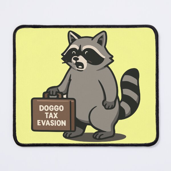 Artikelvorschau, Doggo Tax Evasion – Lustiger Cartoon-Waschbär mit Aktentasche entworfen und verkauft von SillyPawsStudio.