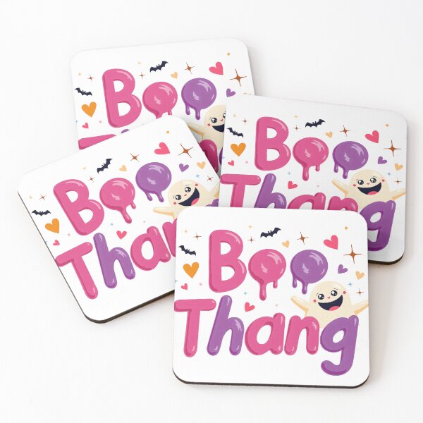 Item preview, Boo Thang Halloween Text with Smiling Ghost, Hearts, Bats, and Sparkles designed and sold by Mimoshi ⭐⭐⭐⭐⭐.