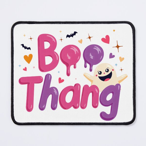 Item preview, Boo Thang Halloween Text with Smiling Ghost, Hearts, Bats, and Sparkles designed and sold by Mimoshi ⭐⭐⭐⭐⭐.