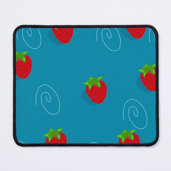 Item preview, Strawberry print on a blue background designed and sold by StrawberriesGinny - A bit whimsy.
