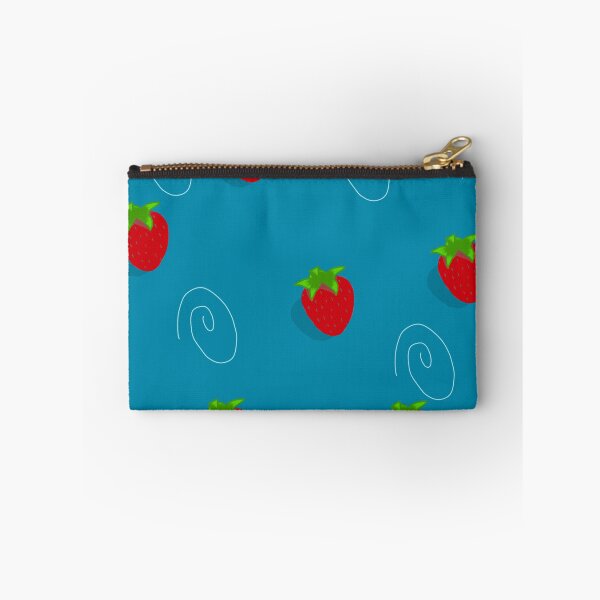 Item preview, Strawberry print on a blue background designed and sold by StrawberriesGinny - A bit whimsy.