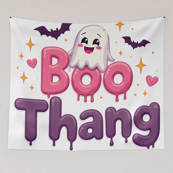 Item preview, Boo Thang Halloween Lettering with Cute Ghost, Bats, Hearts, and Sparkles designed and sold by Mimoshi ⭐⭐⭐⭐⭐.