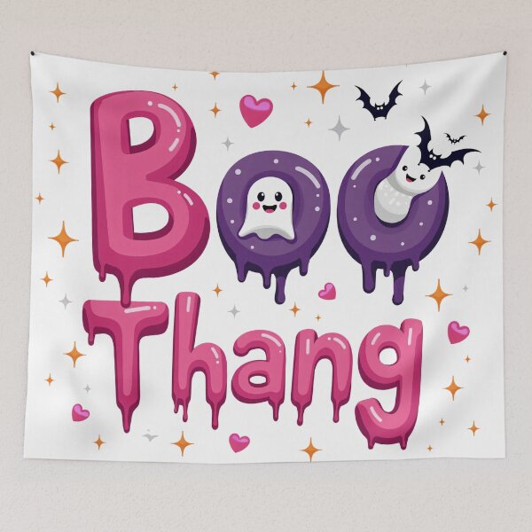 Item preview, Boo Thang Halloween Quote with Cute Ghosts, Bats, Hearts, and Sparkles designed and sold by Mimoshi ⭐⭐⭐⭐⭐.