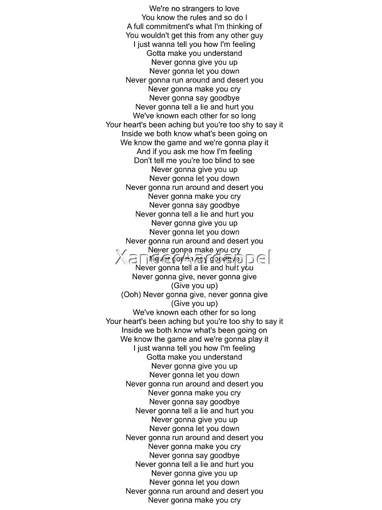 Here are the full lyrics to never gonna give you up in case you wanna Rick  roll someone : r/memes