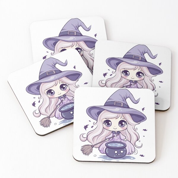 Item preview, Chibi Witch Girl with Cauldron – Cute Halloween Sticker Art designed and sold by ArgentoArt.