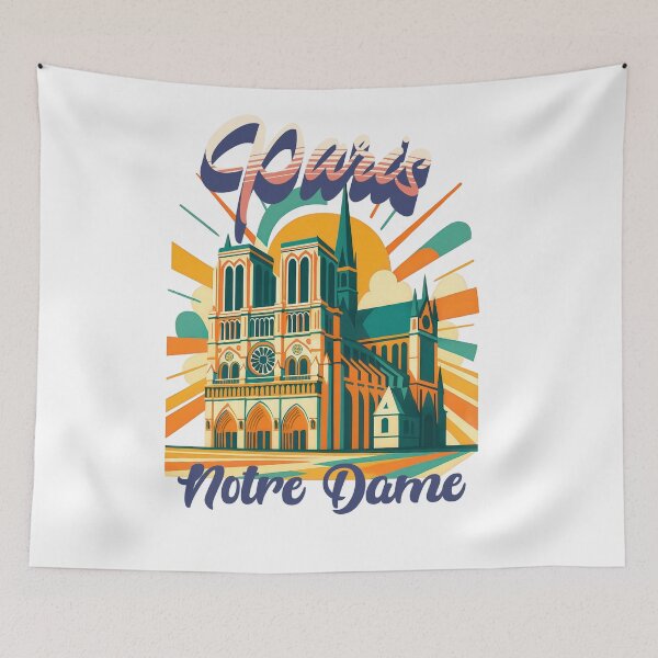 Item preview, I love PARIS - NOTRE DAME Vintage Poster designed and sold by Earth Celebration Designs.