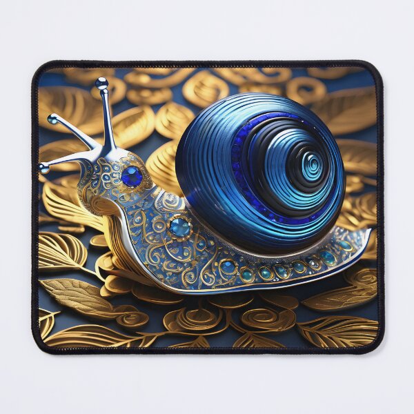 Item preview, Royal Blue Snail with Golden Floral Background – Luxury Art designed and sold by idostudio.