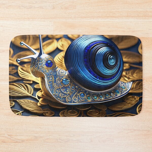Item preview, Royal Blue Snail with Golden Floral Background – Luxury Art designed and sold by idostudio.