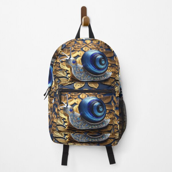 Item preview, Royal Blue Snail with Golden Floral Background – Luxury Art designed and sold by idostudio.