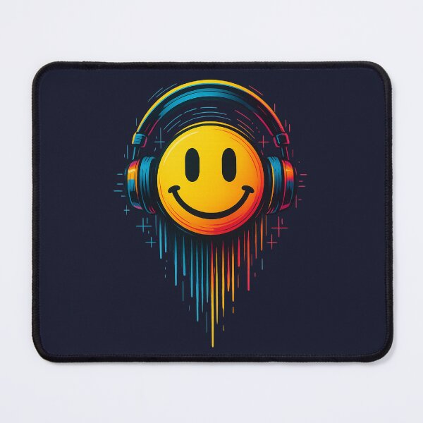 Item preview, Neon smiley with headphones – Rave & EDM Glow Art designed and sold by Bernd Friese.