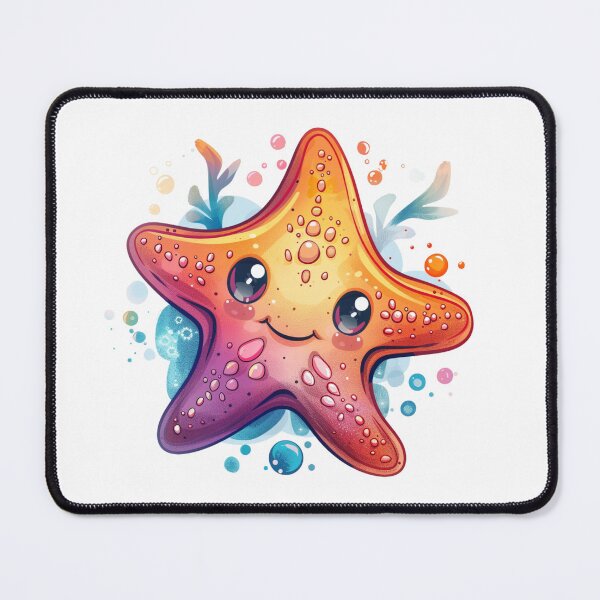 Item preview, Smiling Colorful Fantasy Starfish Cartoon designed and sold by SnubiArt.