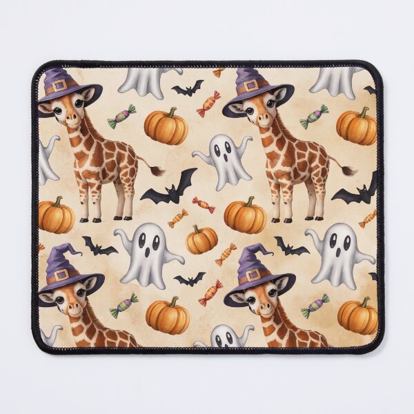Item preview, Cute Giraffe Halloween Pattern – Whimsical Giraffe in Halloween Scene with Pumpkins, Ghosts & Candy designed and sold by YourSocialBae.
