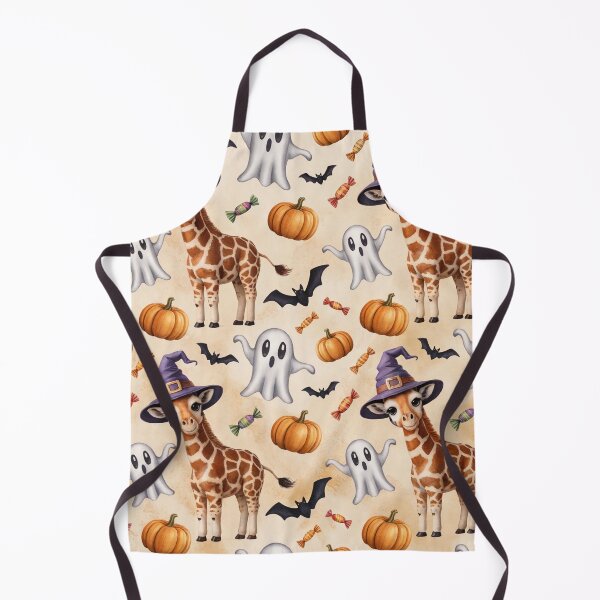 Item preview, Cute Giraffe Halloween Pattern – Whimsical Giraffe in Halloween Scene with Pumpkins, Ghosts & Candy designed and sold by YourSocialBae.
