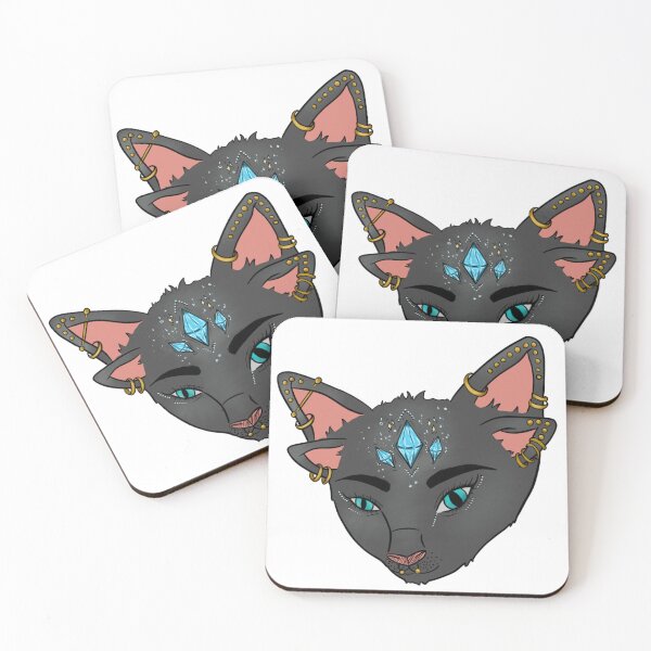 Item preview, Mystical Double-Eared Cat with Blue Eyes and Piercings — All-Knowing Feline Illustration designed and sold by StudioSamanthaa.
