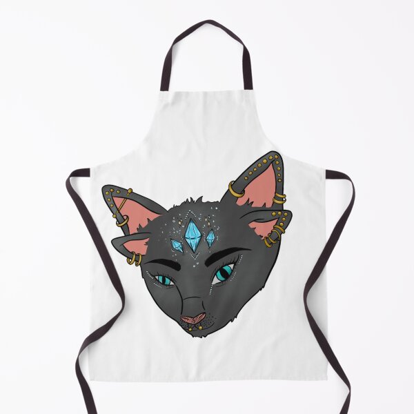 Item preview, Mystical Double-Eared Cat with Blue Eyes and Piercings — All-Knowing Feline Illustration designed and sold by StudioSamanthaa.