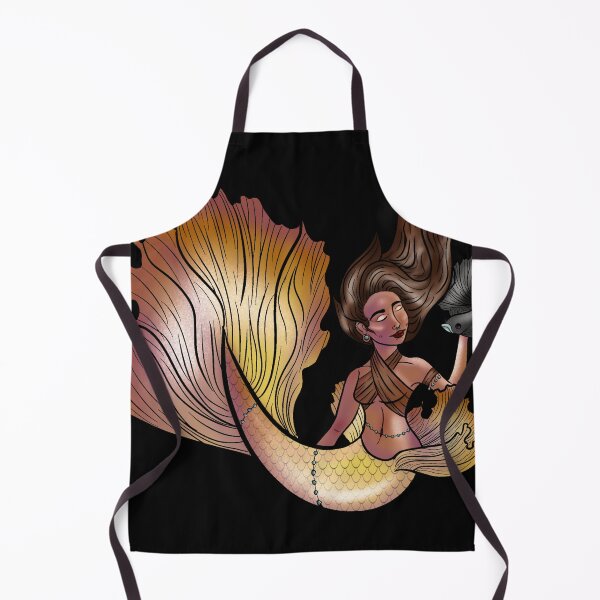 Item preview, Hand-Drawn Mermaid with Betta Fish Tail and Black Betta Companion — Whimsical Procreate Art designed and sold by StudioSamanthaa.