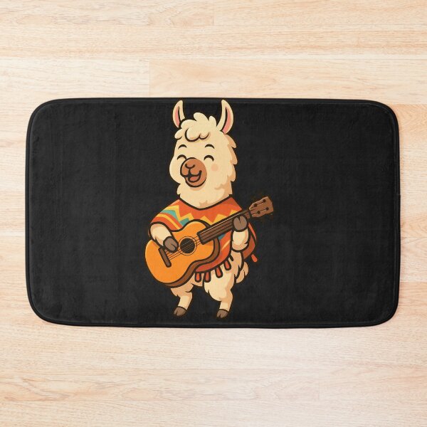 Item preview, Guitar-Playing Llama – Cute Llama in Poncho Strumming Guitar with a Happy Smile designed and sold by ColorSplash123.