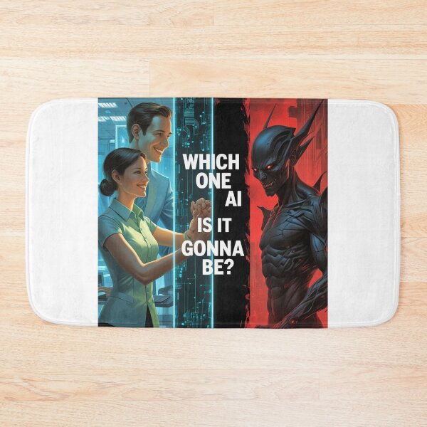 Item preview, Which One AI Is It Gonna Be? – Helper or Threat Split Illustration designed and sold by smitke.
