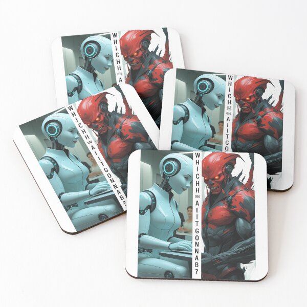 Item preview, Which One AI Is It Gonna Be? – Helper or Threat Split Illustration designed and sold by smitke.