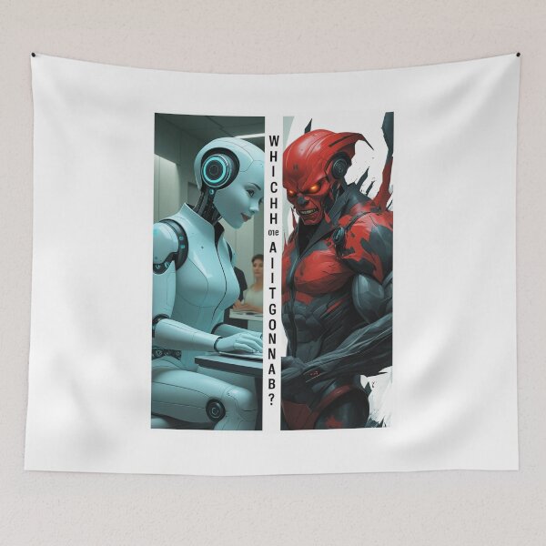 Item preview, Which One AI Is It Gonna Be? – Helper or Threat Split Illustration designed and sold by smitke.