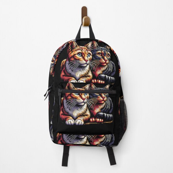 Item preview, Vibrant Engraved Style Cat Duo - Orange Tabby and Tortoiseshell Cat Art designed and sold by NSB-Design.