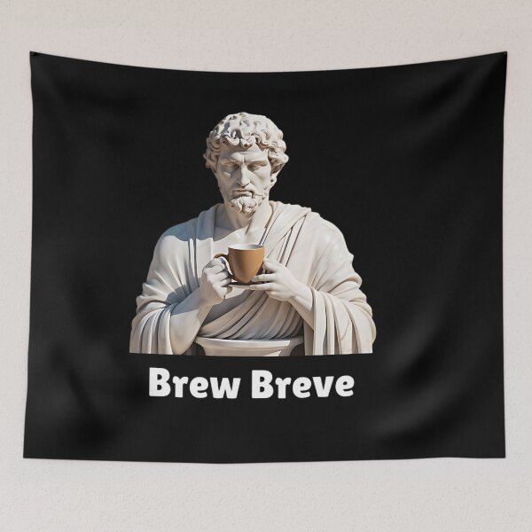 Item preview, Brew Breve - Stoic Statue Holding A Cup of Breve Coffee - Stoicism Art designed and sold by LexaArtworks.