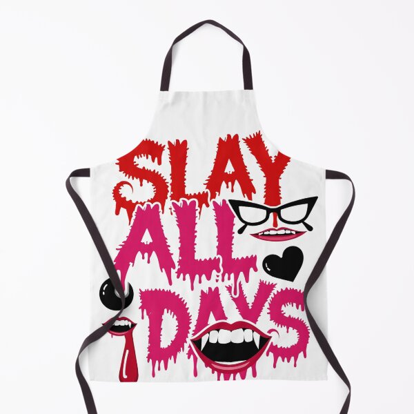 Item preview, Slay All Days Halloween Typography with Bloody Drips, Vampire Mouths, and Retro Glasses designed and sold by Mimoshi ⭐⭐⭐⭐⭐.