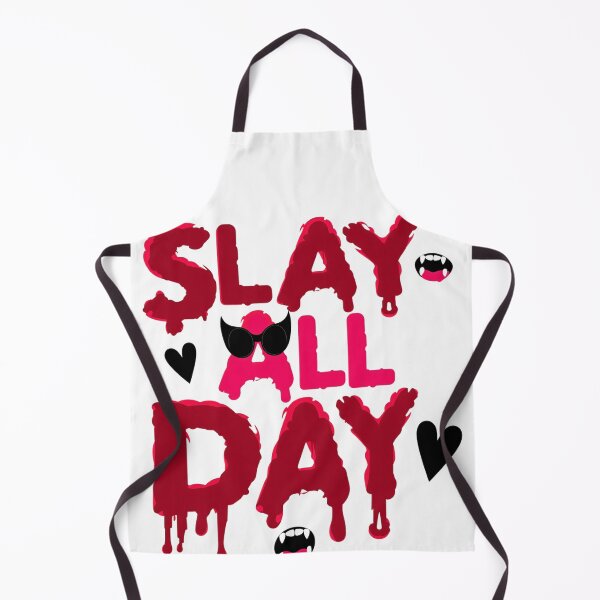 Item preview, Slay All Day Halloween Text with Bloody Drips, Vampire Fangs, and Hearts designed and sold by Mimoshi ⭐⭐⭐⭐⭐.