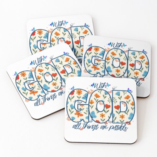 Item preview, With God All Things Are Possible Christian Floral Text  designed and sold by DivineHaven.