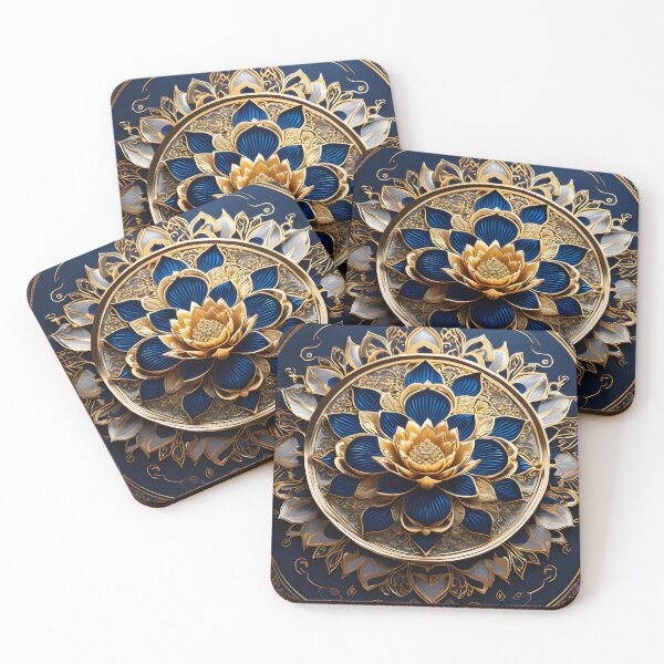 Item preview, Royal Blue and Gold Lotus Mandala – Elegant Sacred Art designed and sold by idostudio.